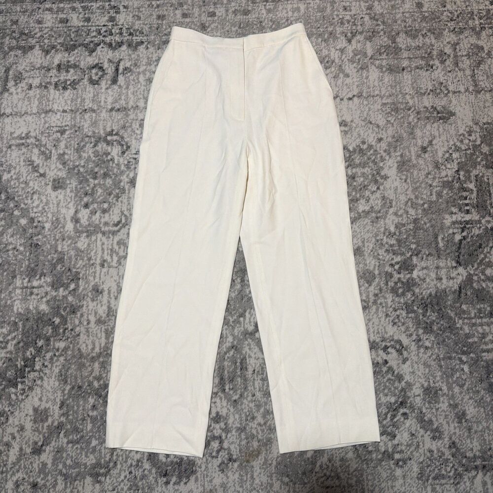 Alexander McQueen Ivory STRAIGHT FIT CREPE PANTS 42